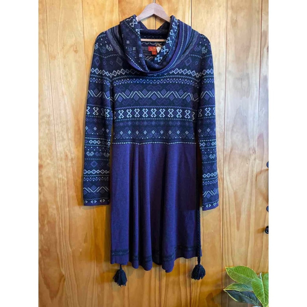 Krimson Klover Purple and Gray Geometric Sweater Dress
